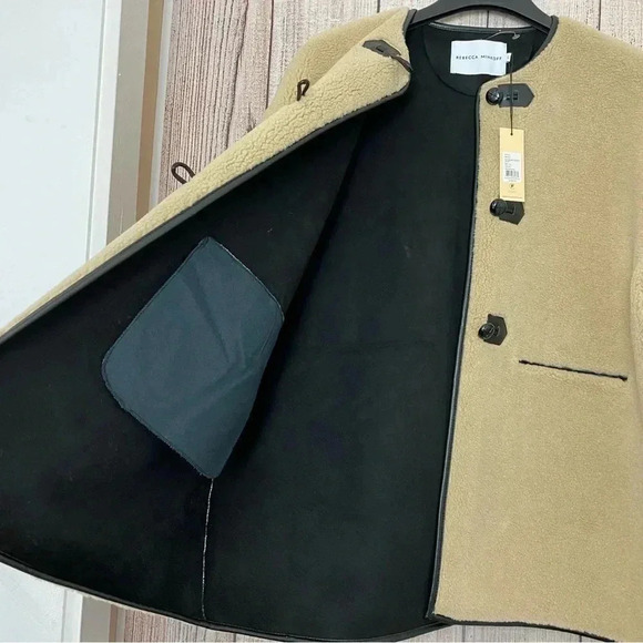 NWT Rebecca Minkoff womens Shearling Toggle Sherpa Coat Wool Blend Coat Size XL - Picture 12 of 14